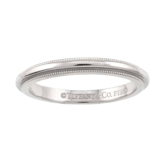 Tiffany & Co. Milgrain Ring, Size 5.5, 2mm Wide, Platinum, Together - Picture 2 of 6